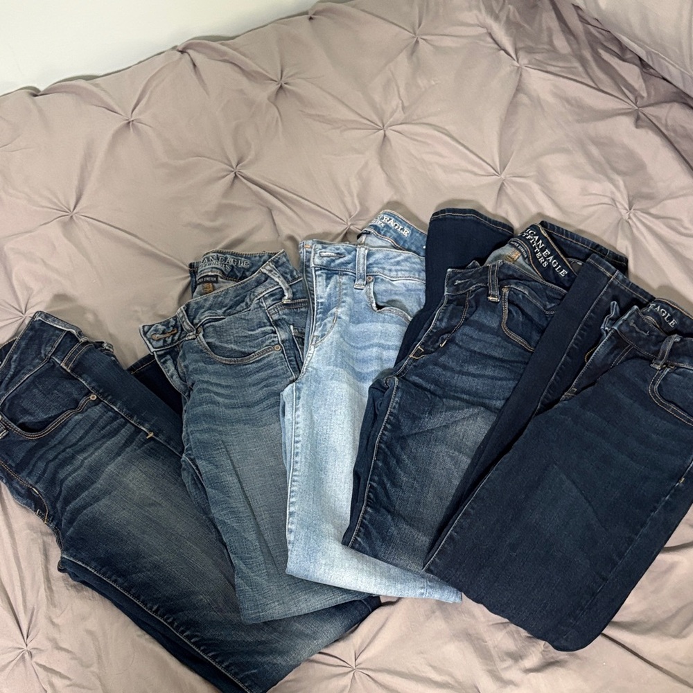 American Eagle Outfitters Women's Skinny Jeans - Blue and Black